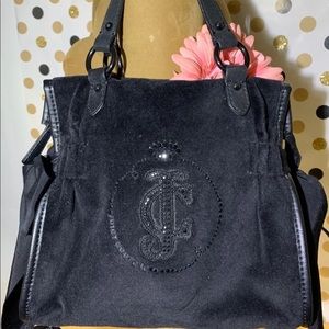 Velvet velour black bow juicy couture purse
